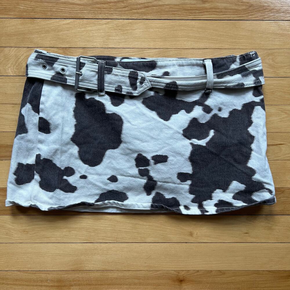 Abercrombie & Fitch Mini Skort Womens Sz 30 Belted Cow Print Mid Rise Lined